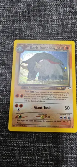 Pokemon TCG Dark Donphan 3/105 Neo Destiny Holo Rare 60 HP 2000 English - Image 2