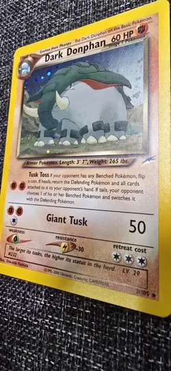 Pokemon TCG Dark Donphan 3/105 Neo Destiny Holo Rare 60 HP 2000 English - Image 4