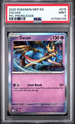 2025 POKEMON MEP EN-ME BLACK STAR PROMO #015 ZACIAN PSA 9 - Image 1