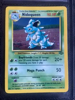 Pokemon TCG Nidoqueen Jungle Holo Rare Card 7/64 1999 Unlimited LP - Image 1