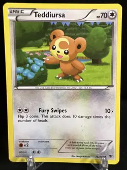 Teddiursa 75/101 B&W Plasma Blast 2013 Pokemon Card Reverse Holo Common - Image 1