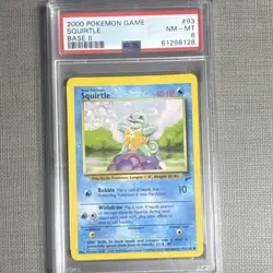 Pokemon Squirtle #93/130 Base Set 2 2000 PSA 8 - Image 1