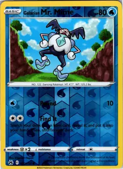 Galarian Mr. Mime 030/159 Common Crown Zenith Pokemon Reverse Holo NM - Image 1