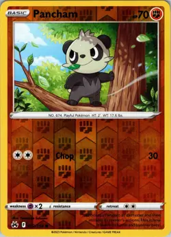 Pancham 072/159 Common Crown Zenith Pokemon Reverse Holo NM - Image 1
