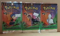 Pokemon EMPTY WRAPPERS 3pk Gym Challenge Booster Packs Art Set - Image 1