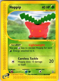 Hoppip 83 Common Aquapolis Pokemon Near Mint - Image 1