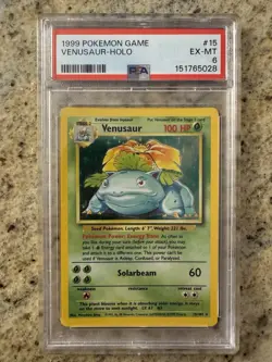 1999 Pokemon TCG Base Set 15/102 Holo Rare Venusaur PSA 6 - Image 1
