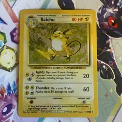 Pokemon TCG Raichu 14/102 Base Set Holo Rare Unlimited 1999 WOTC LP - Image 1
