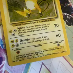 Pokemon TCG Raichu 14/102 Base Set Holo Rare Unlimited 1999 WOTC LP - Image 3