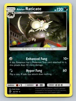 Pokemon RARE ALOLAN RATICATE Sun & Moon Burning Shadows 82/147 PACK FRESH - Image 1
