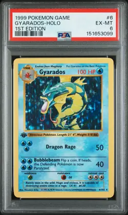 1999 POKEMON GAME 1ST EDITION #6 GYARADOS-HOLO PSA 6 - Image 1