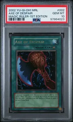 Yu-Gi-Oh! Axe of Despair MRL-002 1st Edition PSA 10 Gem Mint-Ultra Rare - Image 1