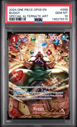 2024 ONE PIECE OP06-WINGS OF THE CAPTAIN SPECIAL ALTERNATE ART #008 BUGGY PSA 10 - Image 1