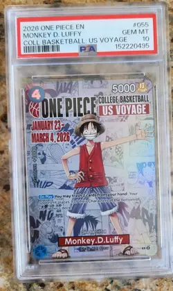 2026 One Piece EN College Basketball US Voyage #055 Monkey D Luffy PSA 10 - Image 1