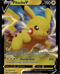 Pikachu V Promo SWSH: Sword & Shield Promo Cards SWSH061 Lightning Holo Pokemon - Image 1