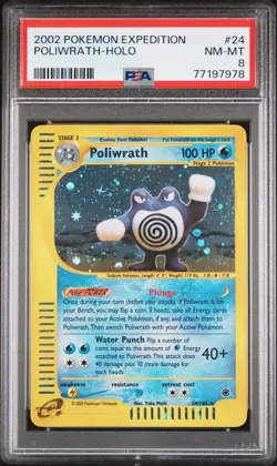 2002 Pokemon Expedition #24 Poliwrath Holo PSA 8 - Image 1