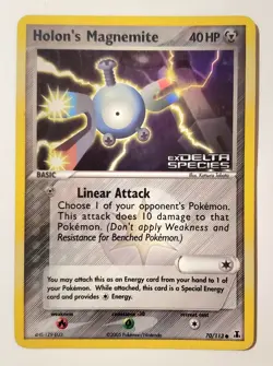 Pokemon TCG Holon's Magnemite 70/113 ex Delta Species STAMPED Reverse Holo - Image 1