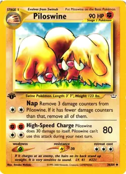 Pokemon TCG Piloswine Neo Destiny 36/64 1st Edition MP - Image 1