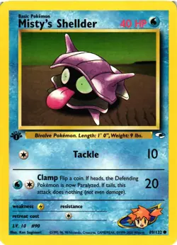 Pokemon TCG Misty's Shellder 89/132 1st Edition Gym Heroes VLP - Image 1