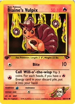 Pokemon TCG Blaine's Vulpix 66/132 Common 1st Edition LP - Image 1