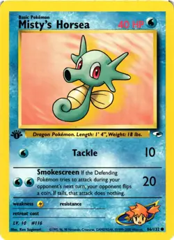 Pokemon TCG Gym Heroes 1st Edition Misty's Horsea Common 86/132 VLP - Image 1