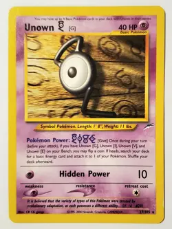 Pokemon TCG Unown [G] 27/105 Neo Destiny Unlimited Common 40 HP 2000 EN - Image 1