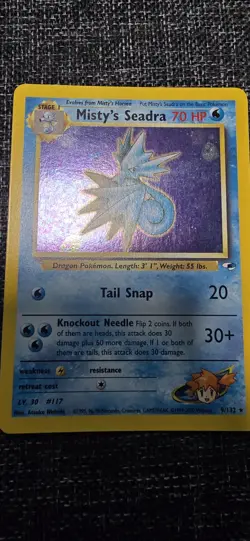 Pokemon TCG Gym Heroes Misty's Seadra Holo Rare 9/132 70 HP 2000 Unlimited - Image 2