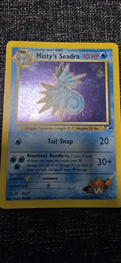 Pokemon TCG Gym Heroes Misty's Seadra Holo Rare 9/132 70 HP 2000 Unlimited - Image 3