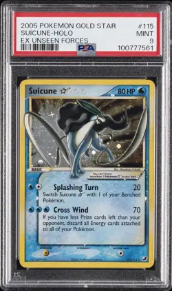 2005 POKEMON EX UNSEEN FORCES GOLD STAR #115 SUICUNE-HOLO PSA 9 - Image 1