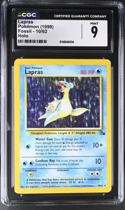 Pokemon Lapras 10/62 Holo Unlimited Fossil - CGC 9 - Image 1