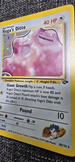 Wizards Pokemon TCG Koga's Ditto 10/132 Gym Challenge Holo Rare 40 HP English - Image 4
