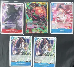 Bandai One Piece Card Game OP01 Monkey D. Dragon Zoro Nami Alt Art Lot 5 EN - Image 1