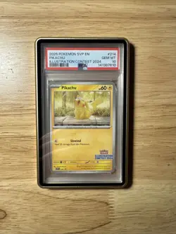 PSA 10 Gem Mint Pikachu 214 Illustration Contest 2024 Promo Card with Guard - Image 1
