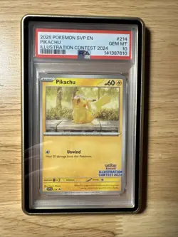 PSA 10 Gem Mint Pikachu 214 Illustration Contest 2024 Promo Card with Guard - Image 5