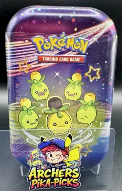 SEALED-SMOLIV-PALDEAN FATES MINI TIN-SHINY-POKEMON-SHIPPING INCLUDED! - Image 1