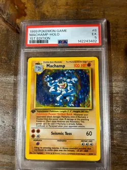 POKEMON 1999 Game 1st Edition MACHAMP Holo #8 PSA 5 RARE - Image 1