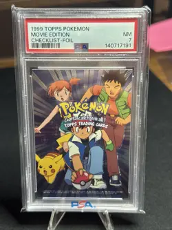 1999 TOPPS POKEMON THE MOVIE EDITION CHECKLIST MOVIE EDITION PSA 7 - Image 1