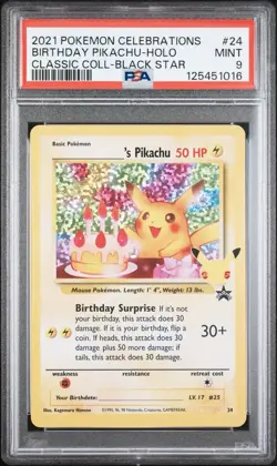 2021 POKEMON CELEBRATIONS BIRTHDAY PIKACHU HOLO PROMO #24 PSA 9 MINT - Image 1