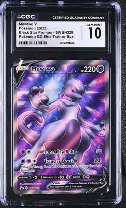 CGC 10 MEWTWO V SWSH229 BLACK STAR PROMO ELITE TRAINER BOX POKEMON GO GEM MINT - Image 1