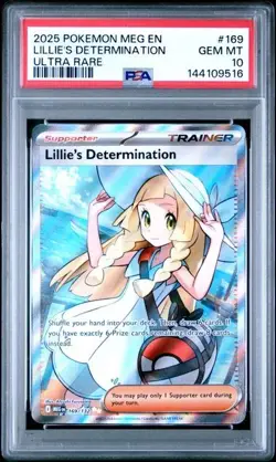 PSA 10 LILLIE'S DETERMINATION 169 MEGA EVOLUTIONS ULTRA RARE TRAINER POKEMON - Image 1