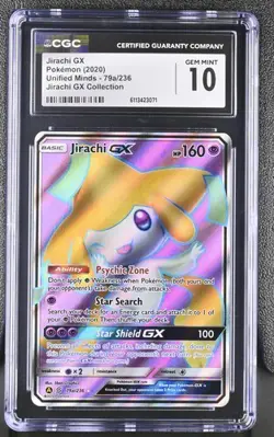 CGC 10 JIRACHI GX 79a UNIFIED MINDS JIRACHI GX COLLECTION PROMO POKEMON GEM MINT - Image 1