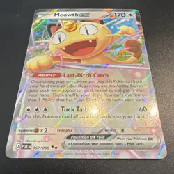 Pokemon TCG Meowth ex 062/088 Paldean Fates Double Rare Holo EN - Image 2