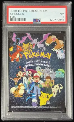 1999 Topps Pokemon TV Series 1 Checklist Foil Sandpaper Textured PSA 7 - Image 1