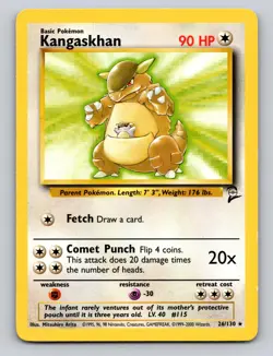 Kangaskhan 26/130 Rare Base Set 2 Pokemon LP - Image 1