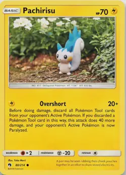 Pachirisu 80/214 Lost Thunder Pokemon Yuka Morii LP - Image 1