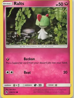 Ralts 139/214 Lost Thunder Pokemon Yuka Morii NM - Image 1