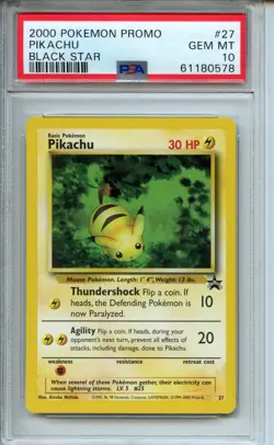 2000 Pokemon Promo Black Star #27 Pikachu Black Star PSA 10 - Image 1