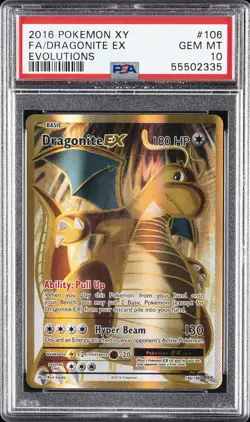2016 POKEMON XY EVOLUTIONS #106 FULL ART/DRAGONITE EX PSA 10 - Image 1