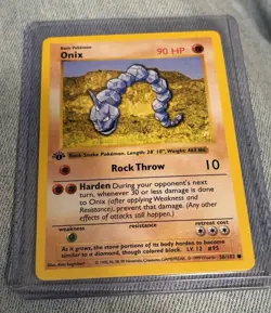 Pokemon Onix 1st Edition Base Set Shadowless 056/102 Common English 90 HP 1999 - Image 1