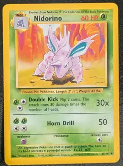 Nidorino - 37/102 Base Set - LP - Pokemon TCG WOTC Vintage - Image 3